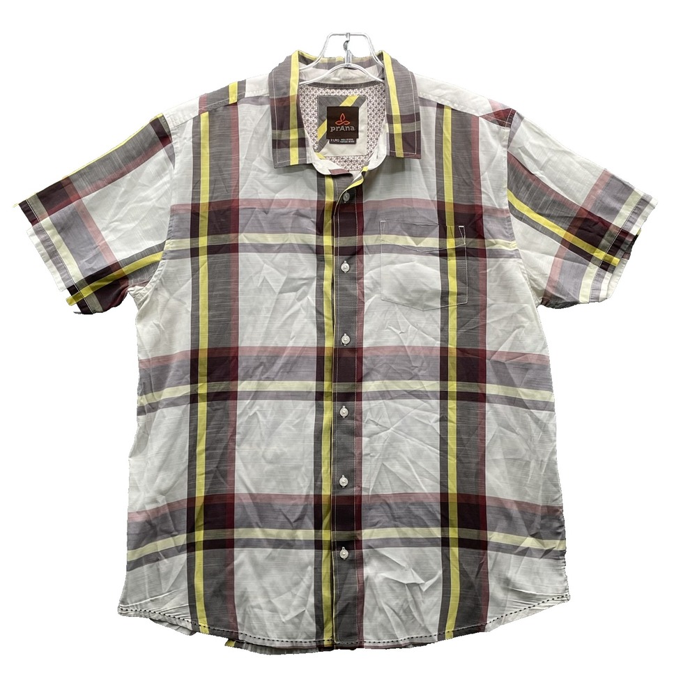 PrAna Shirt Mens XL Plaid Organic Cotton Gorpcore Camp Heritage Outdoor Academia
